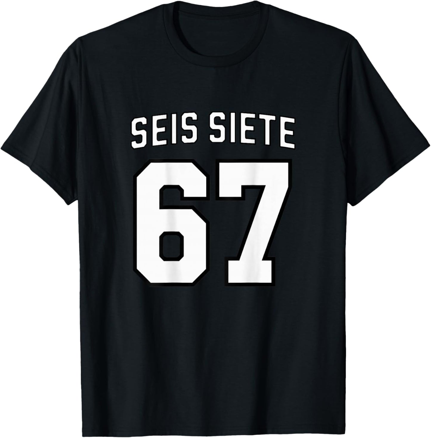 SEIS Siete 67 Spanish Football Soccer Jersey Number Design T-Shirt - T-Shirt | Black