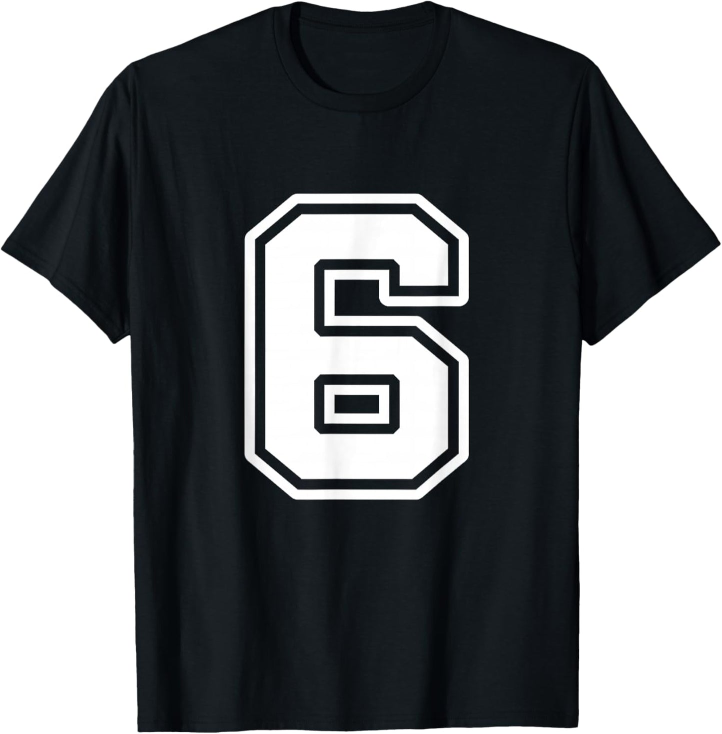 6th Birthday 6 Years Number 6 Uniform Sports Team Jersey T-Shirt - T-Shirt | Black