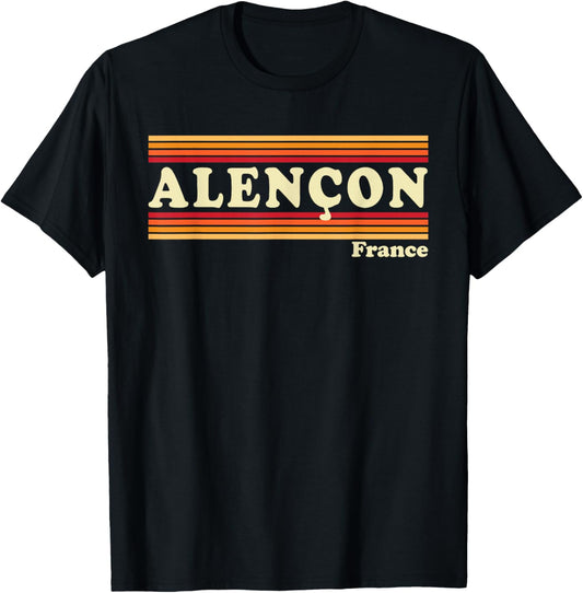 Vintage 80s Alencon France Retro Graphic T-Shirt - T-Shirt | Black
