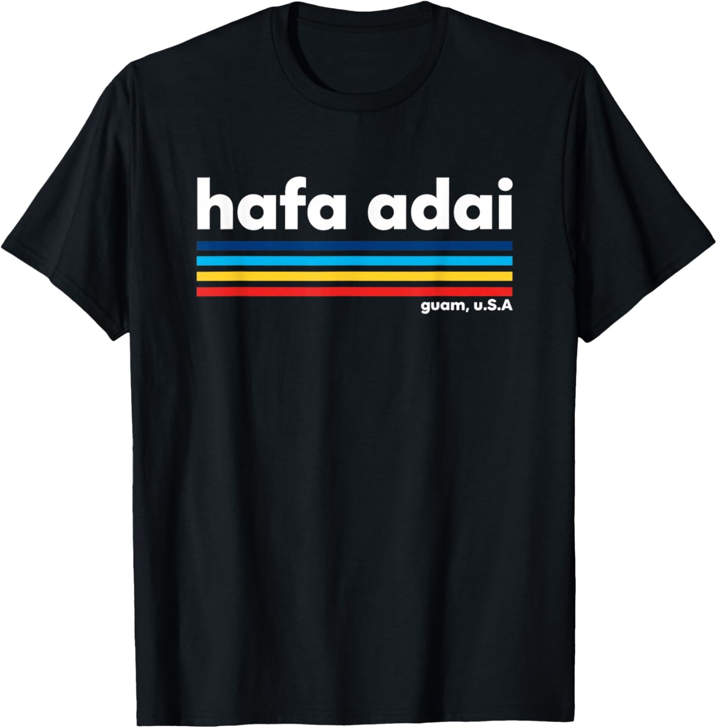 USA Hafa Adai Guam USA - Island Pride Chamorro Retro Stripes T-Shirt - T-Shirt | Black