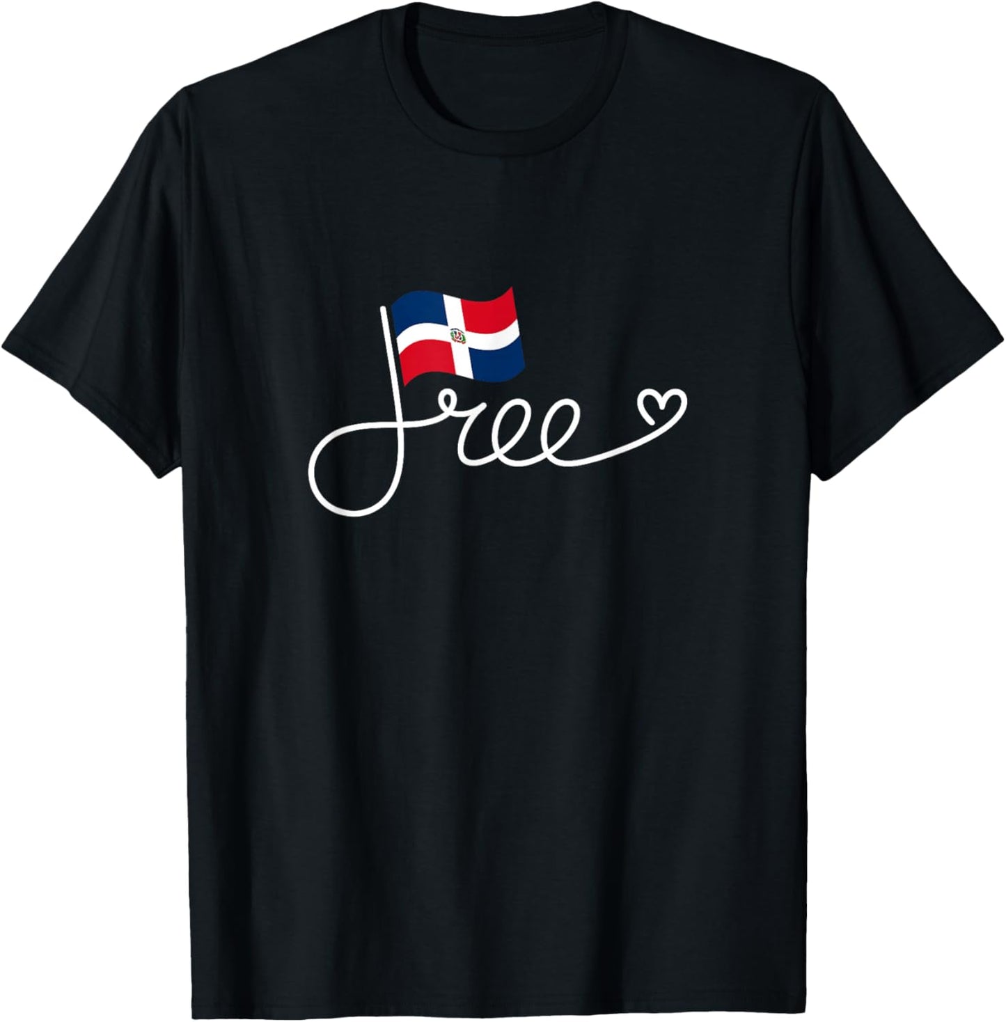 Free Dominican Republic Flag - Dominican Freedom Word Art T-Shirt - T-Shirt | Black
