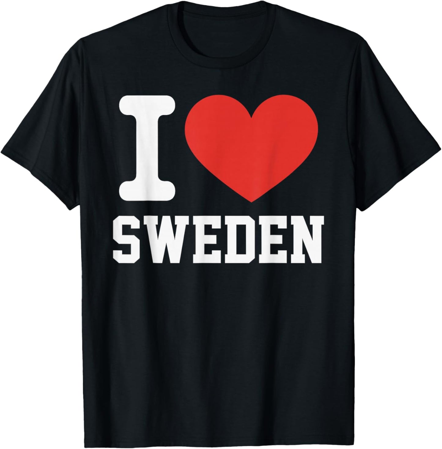 I Love Sweden Heart Souvenir Lovers Pride Travel T-Shirt - T-Shirt | Black