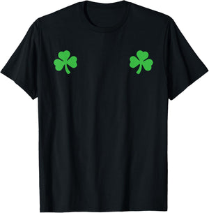 Shamrock Boobs Leaf Clover Saint Patrick's Paddys Day T-Shirt - T-Shirt | Black