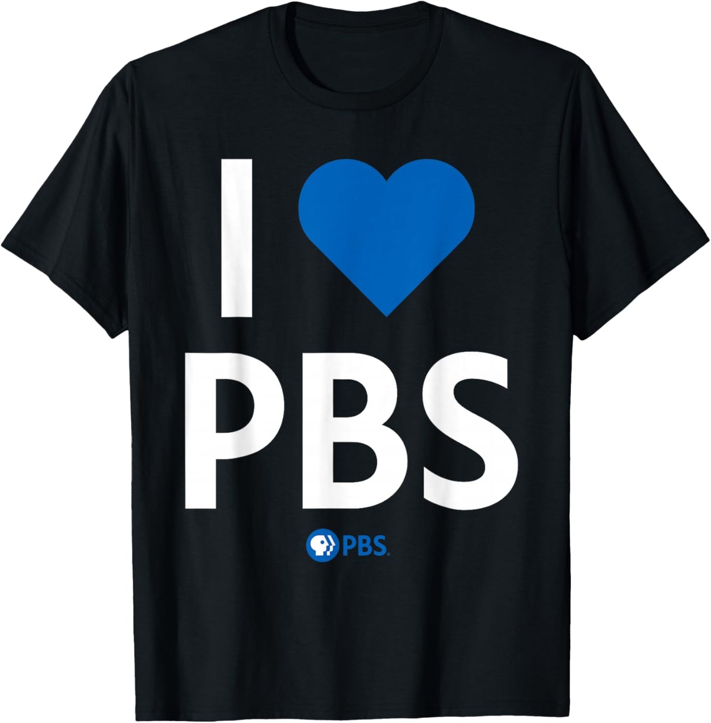 PBS I Heart PBS Support Public Broadcasting Modern Type T-Shirt - T-Shirt | Black