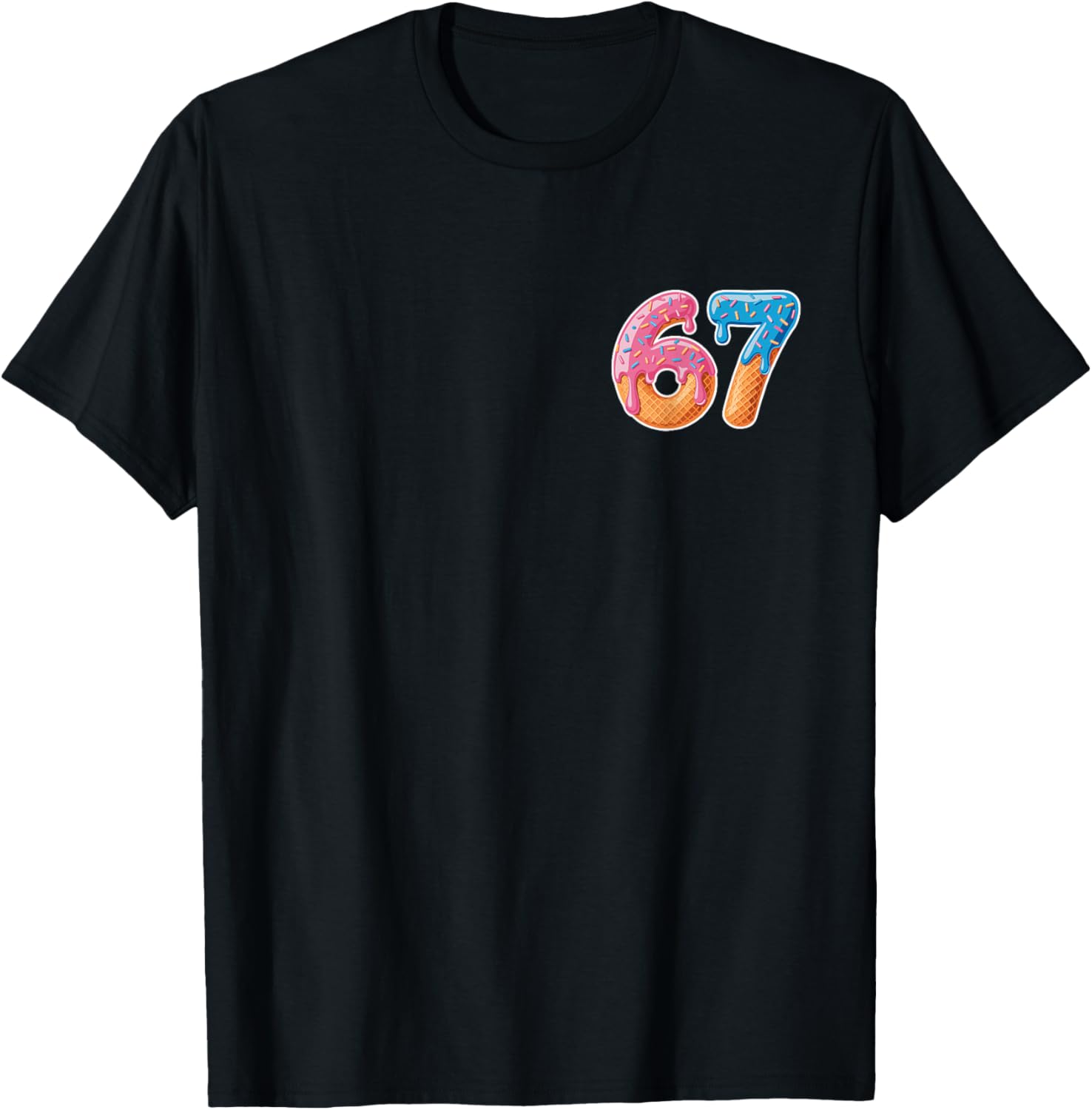 Ice Cream Drip Six Seven 6 7 Meme 67 T-Shirt - T-Shirt | Black