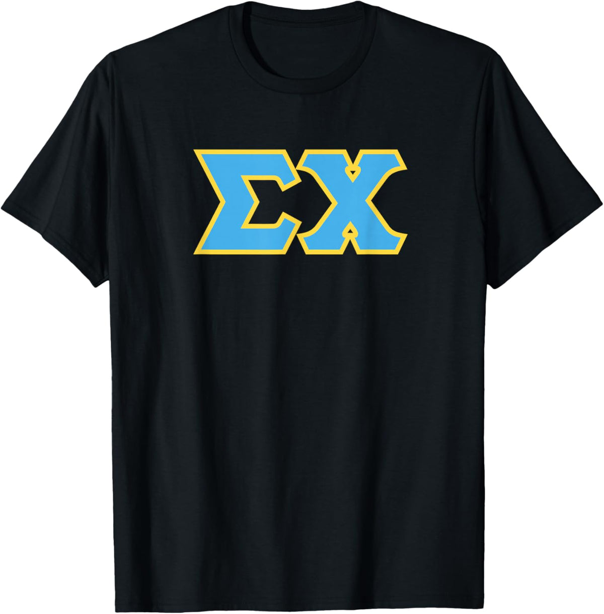 Licensed Sigma Chi Blue and Gold Lettered T-Shirt - T-Shirt | Black