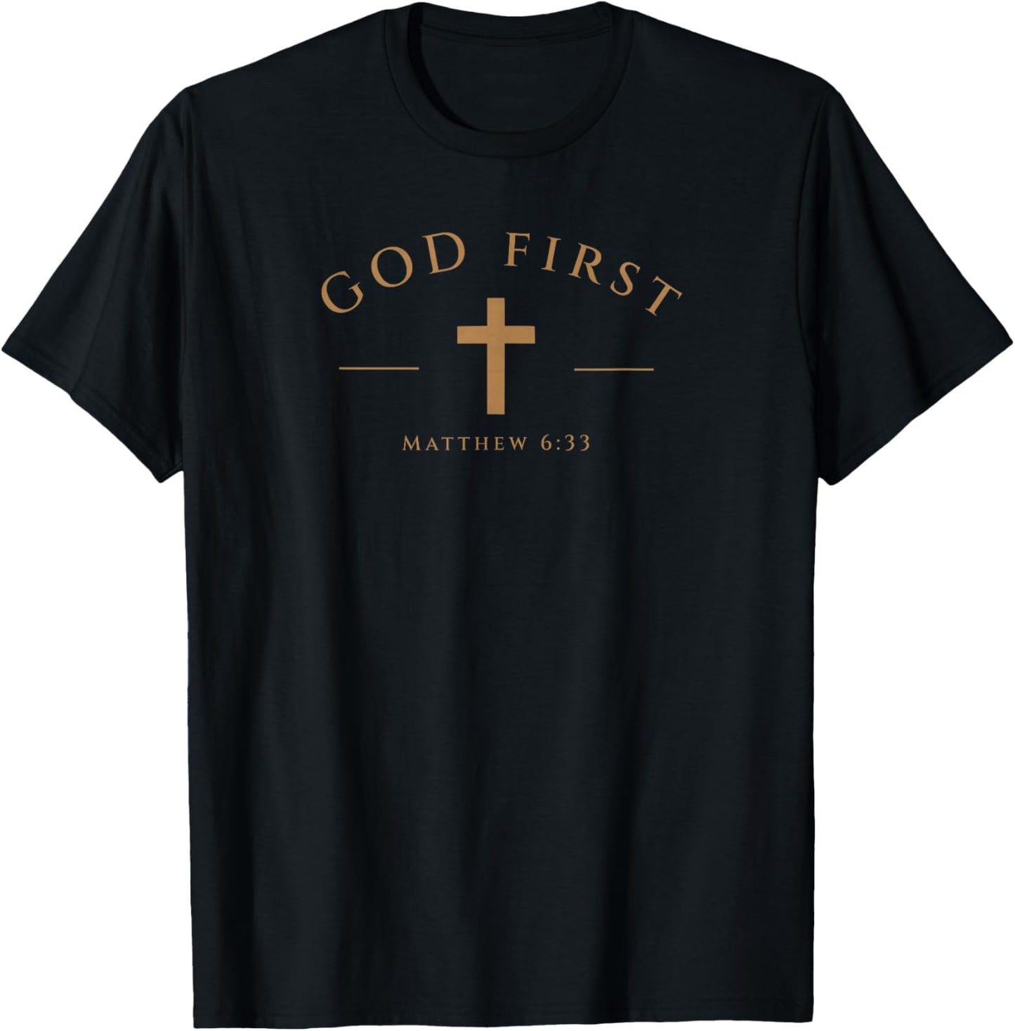 God First Minimalist Christian Matthew 6 33 Scripture Faith T-Shirt - T-Shirt | Black