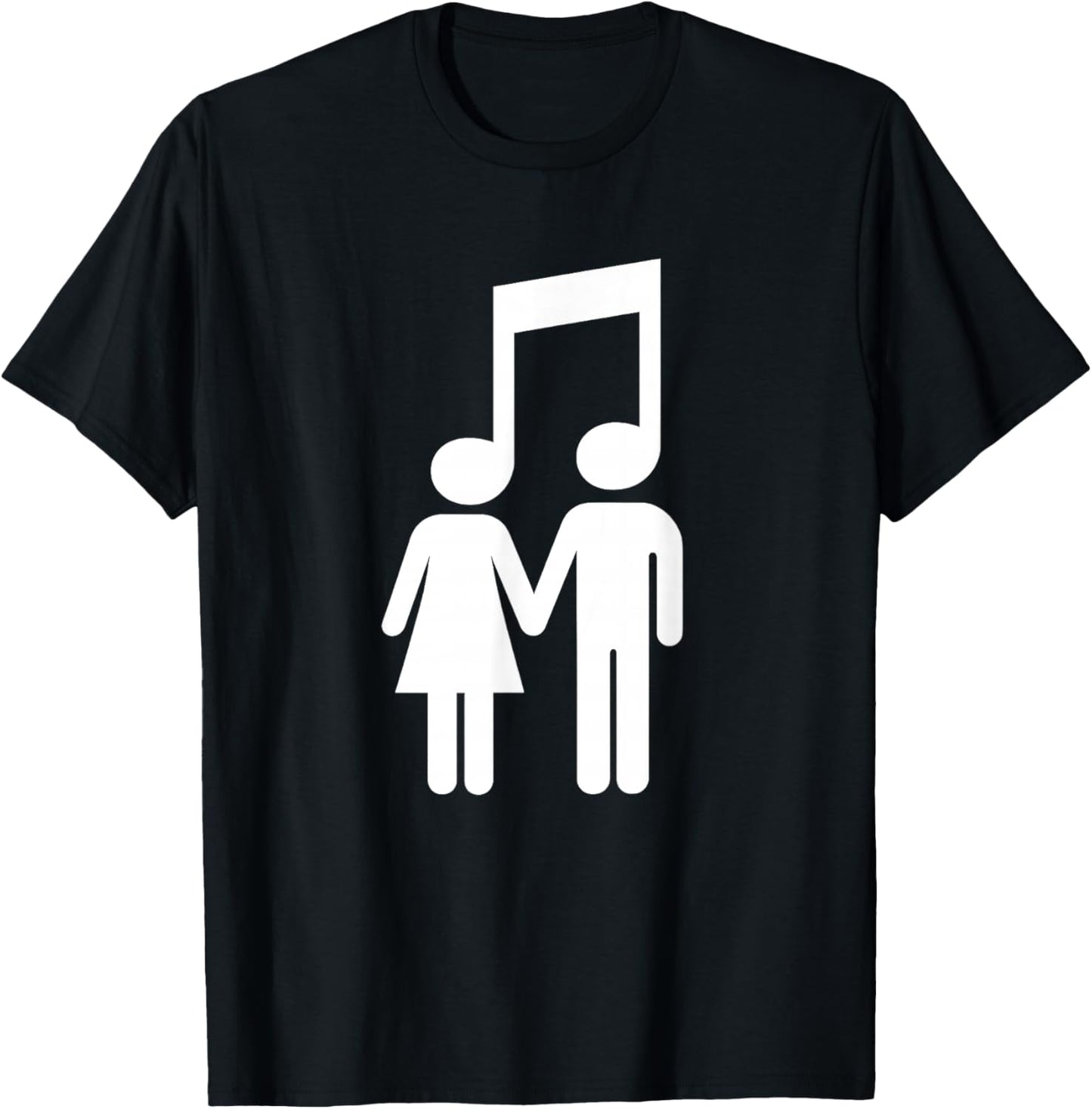 Music Note Stick Love Figure Concert Couple T-Shirt - T-Shirt | Black
