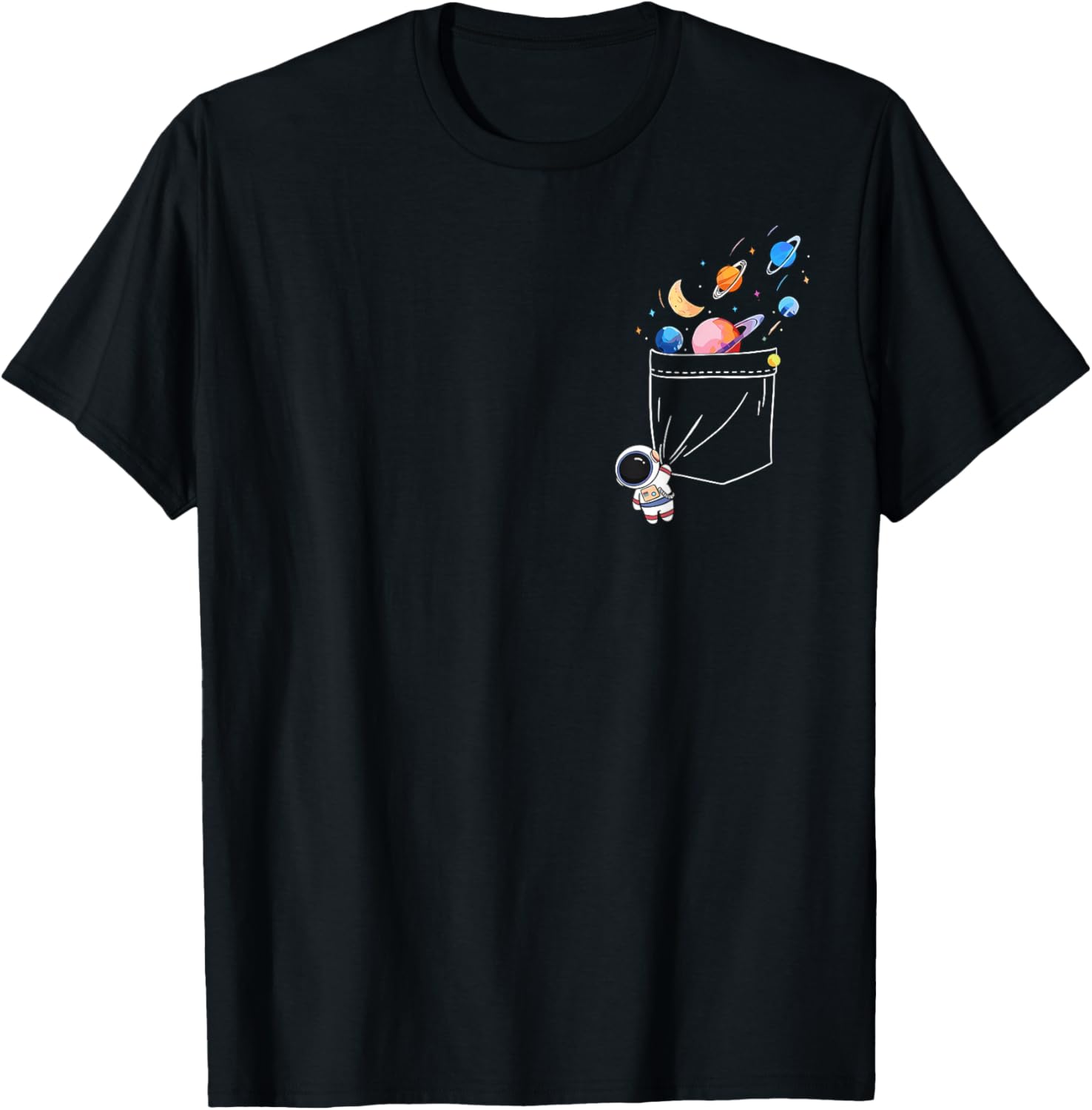 Cool Astronaut Planets Graphic Space Science Boys Girls Kids T-Shirt - T-Shirt | Black