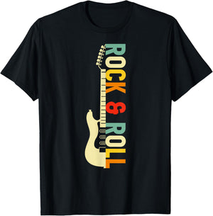 Vintage Retro Style Playing Music Guitar Forever Rock N Roll T-Shirt - T-Shirt | Black