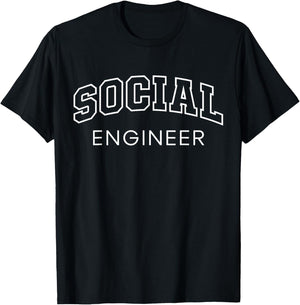 Social Engineer Funny Athletic Lettering Bartender Gifts T-Shirt - T-Shirt | Black