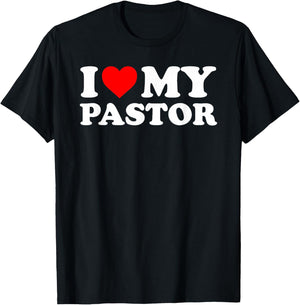 I Love My Pastor - Red Heart T-Shirt - T-Shirt | Black