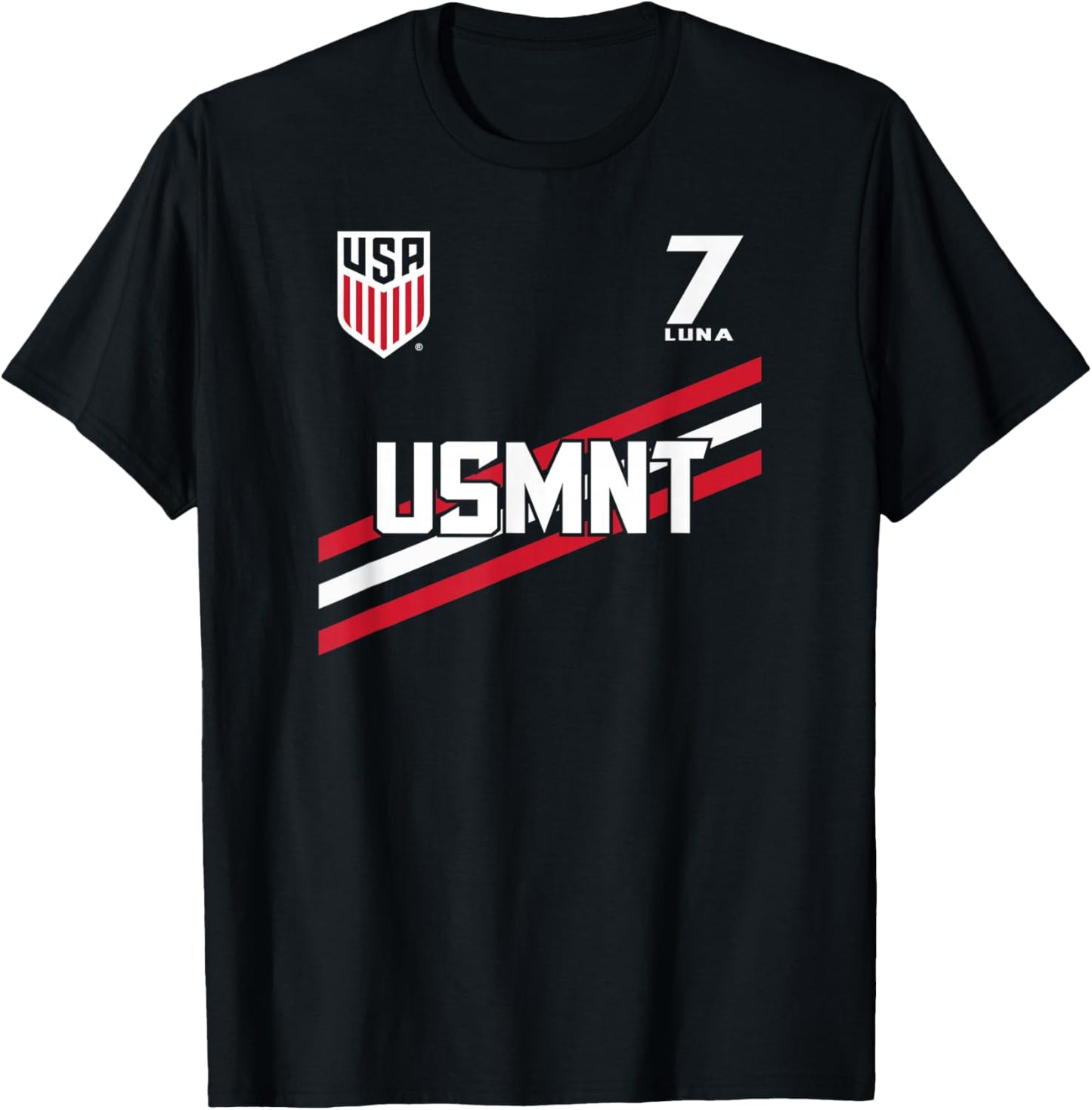 Diego Luna 7 Navy USMNT Officially Licensed T-Shirt - T-Shirt | Black
