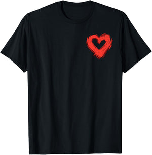 Valentines Day Heart Pocket Love Minimalist Men Women Kids T-Shirt - T-Shirt | Black
