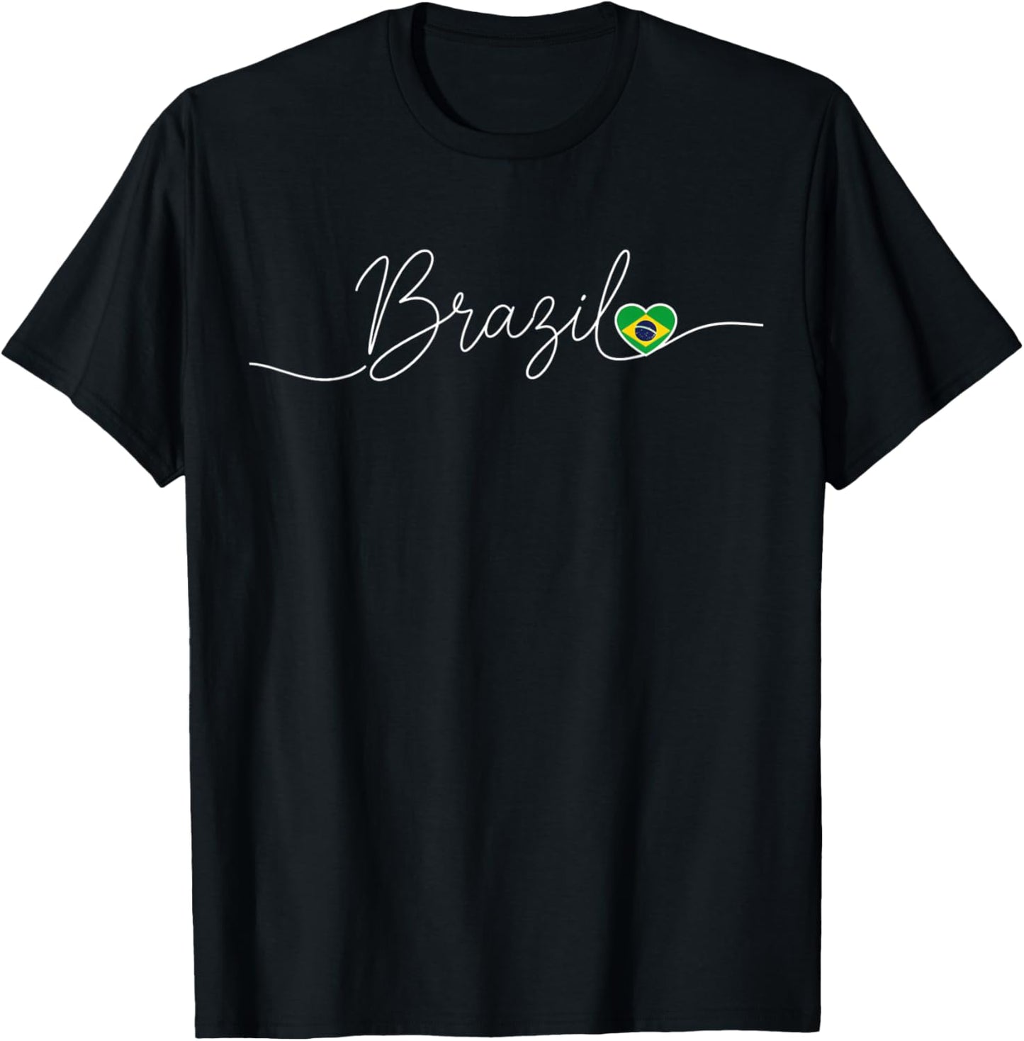 Script Heart Flag Kids Brazilian Soccer Fan Latin T-Shirt - T-Shirt | Black