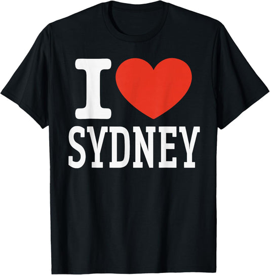 I Love Sydney City Heart Graphic Souvenir Travel T-Shirt - T-Shirt | Black