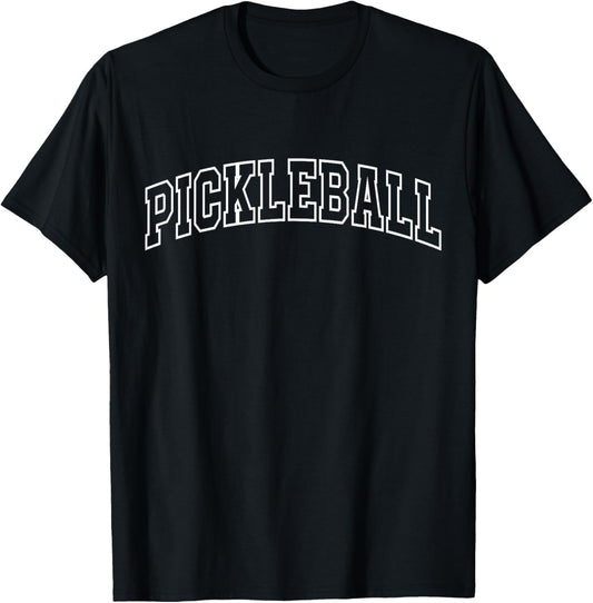 Pickleball Funny Athletic Lettering Team Player Coach T-Shirt - T-Shirt | Black