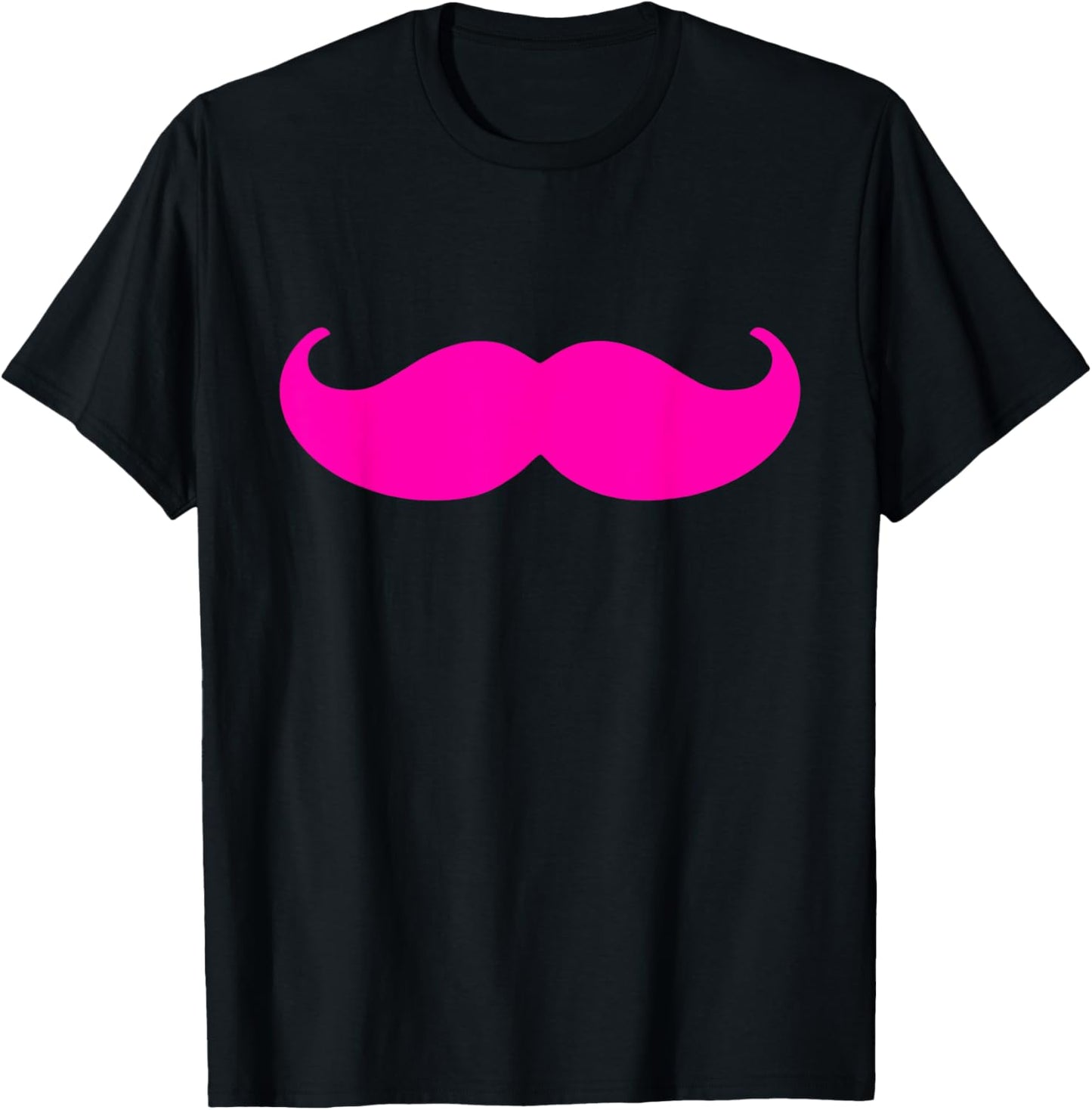2000s Mustache Pink T-Shirt - T-Shirt | Black