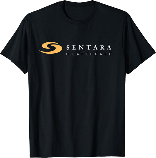 Sentara Healthcare White Text Gold Logo T-Shirt - T-Shirt | Black