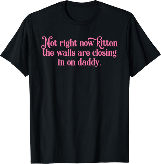 Not Right Now Kitten The Walls are Closing in On Daddy T-Shirt - T-Shirt | Black