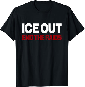 Vintage ICE Out End The Raids US Flag Distressed Men Women T-Shirt - T-Shirt | Black