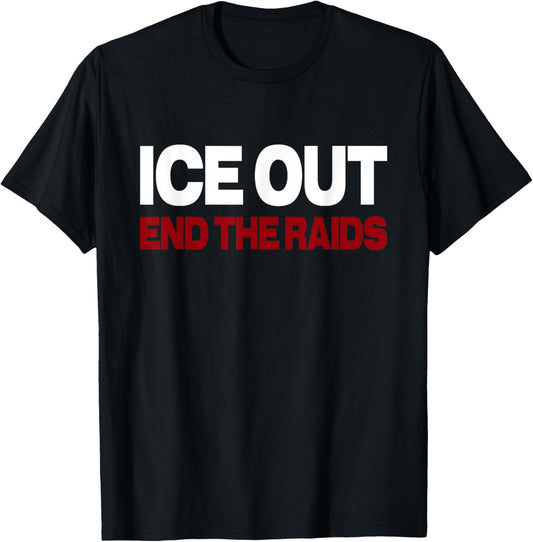 Vintage ICE Out End The Raids US Flag Distressed Men Women T-Shirt - T-Shirt | Black