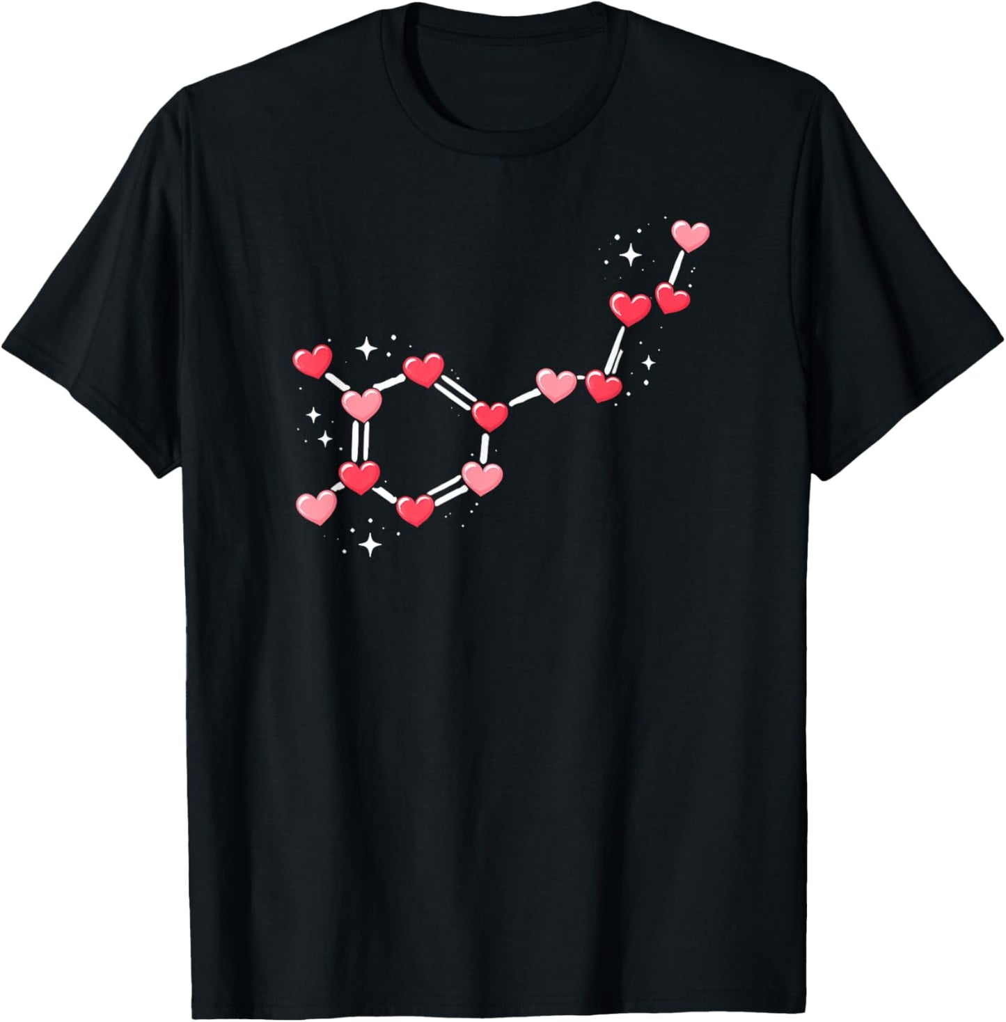 Serotonin Molecule Heart Chemistry Science Valentine's Day T-Shirt - T-Shirt | Black