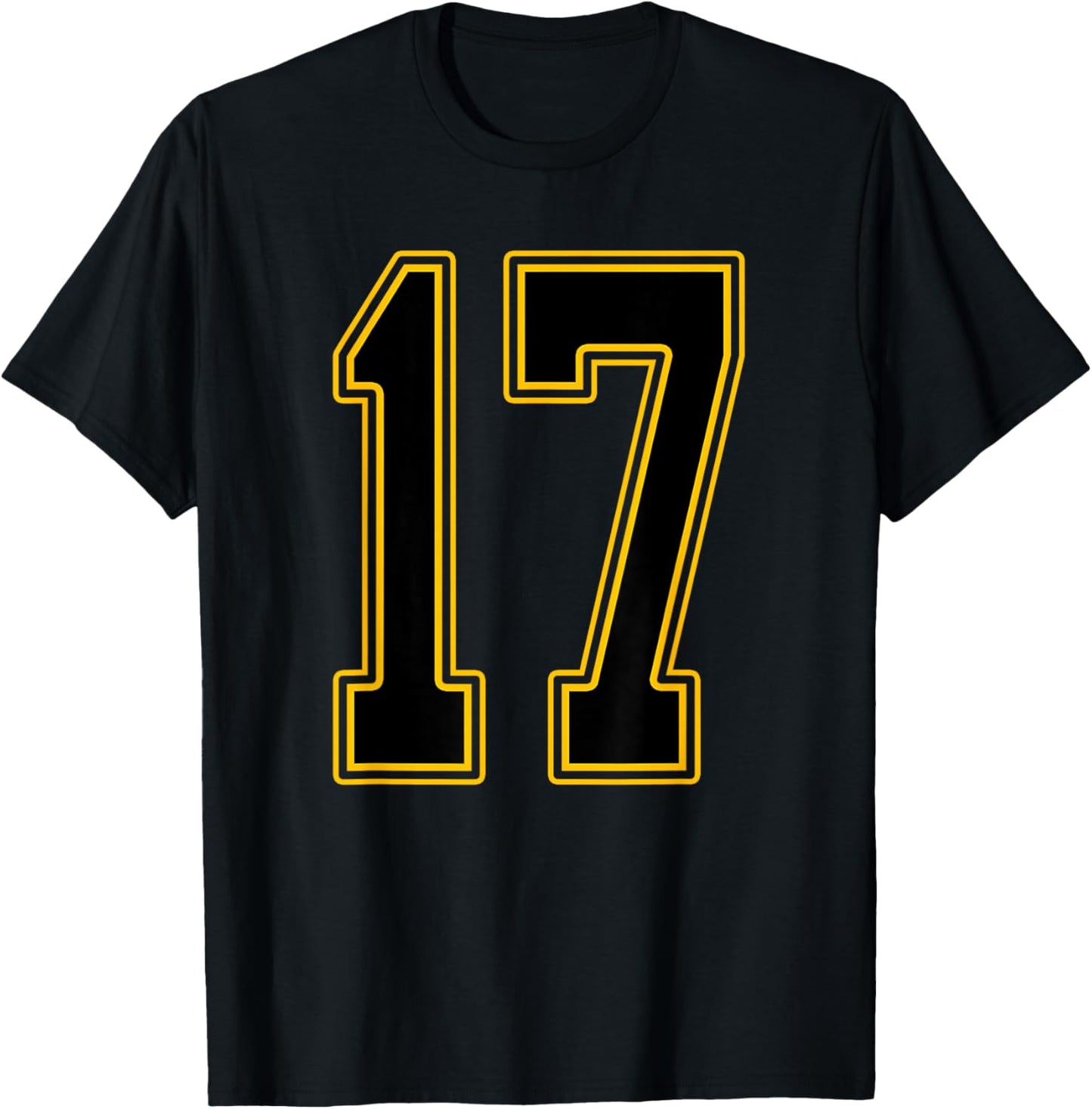 Black and Gold Number 17 Jersey Player Uniform #17 T-Shirt - T-Shirt | Black