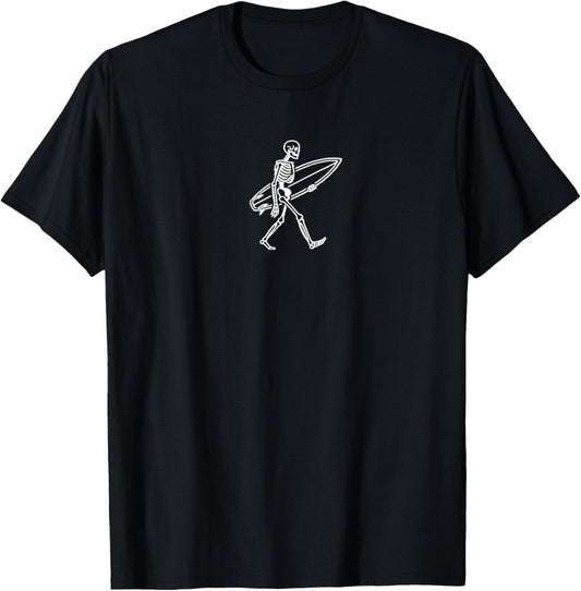 Skeleton Surfing Women Kids | Halloween T-Shirt - T-Shirt | Black