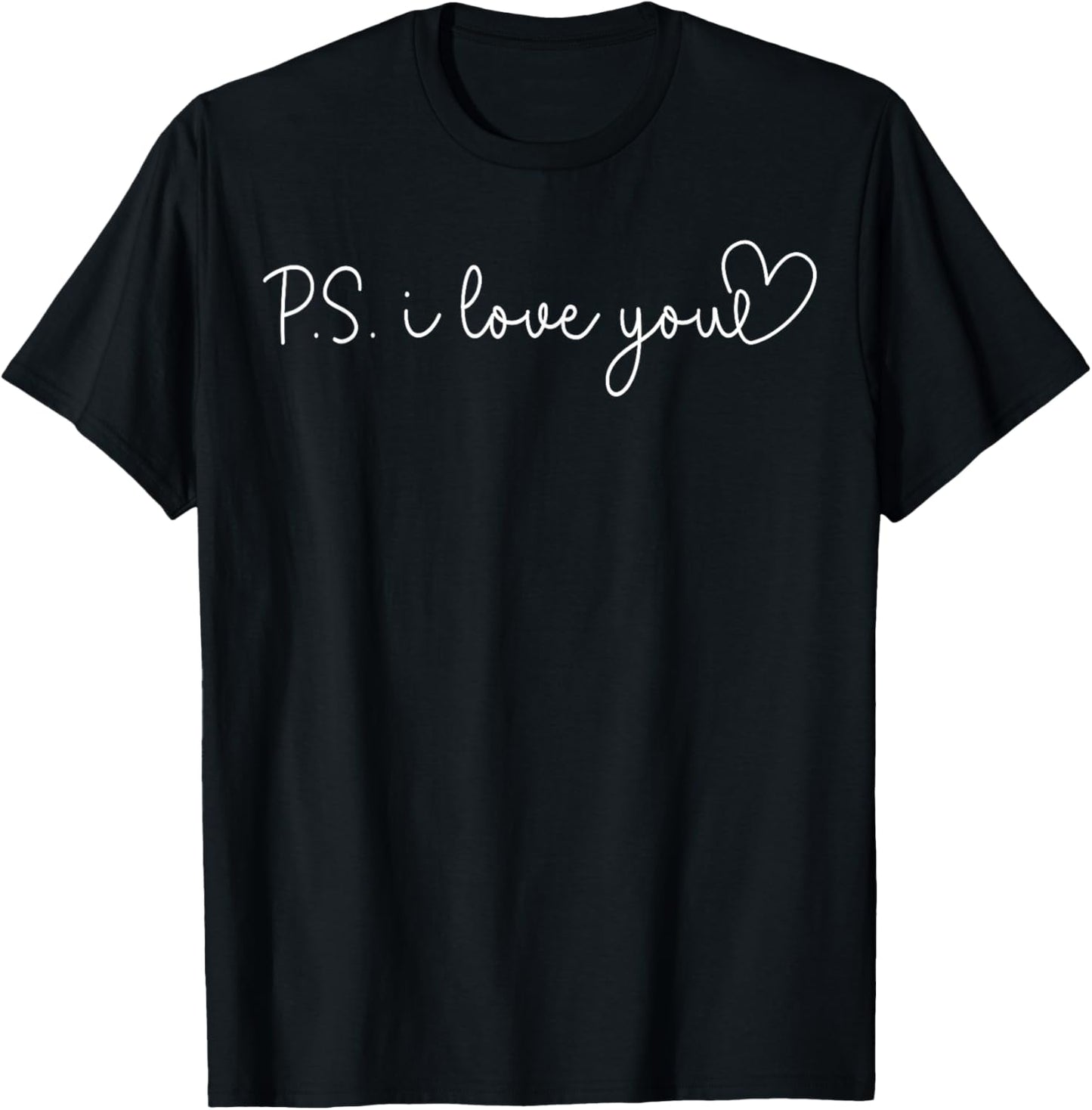 PS I Love You Day Valentine's Day Purple Heart Women Men Kid T-Shirt - T-Shirt | Black