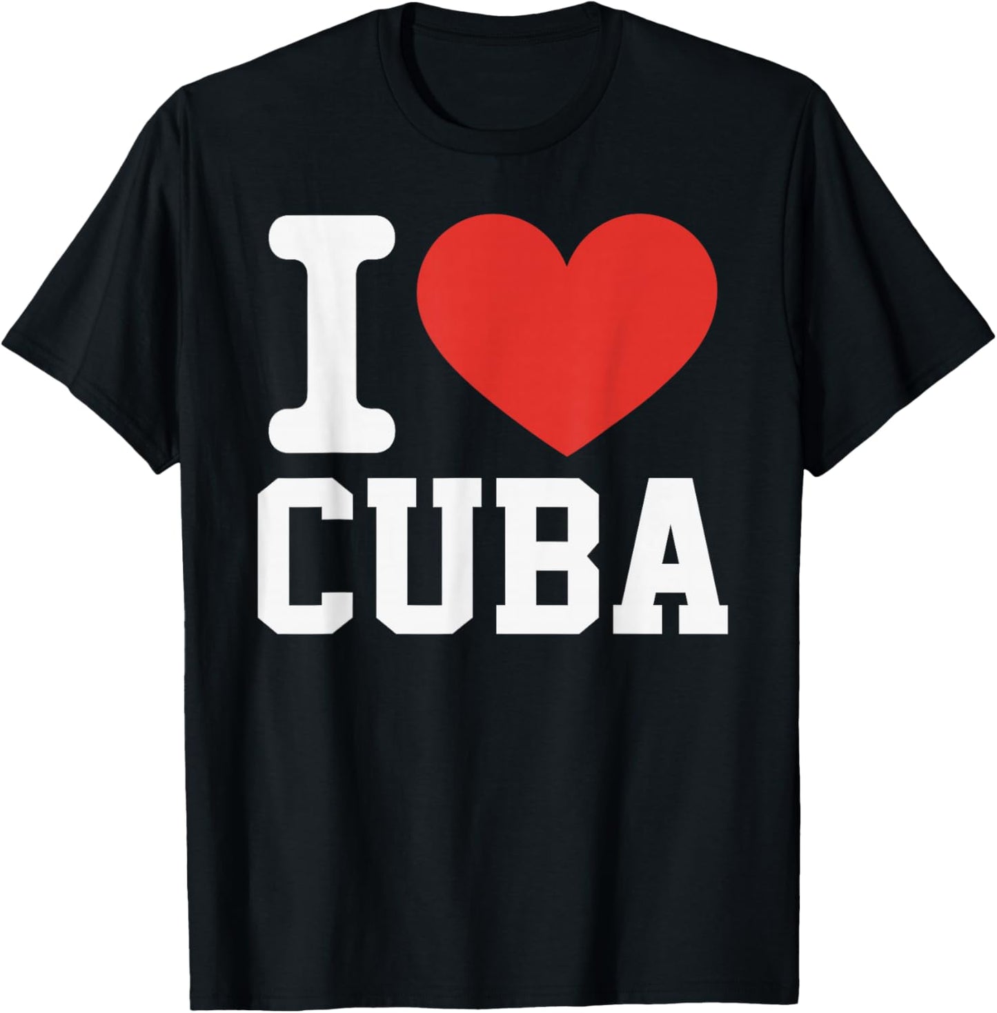 I Love Cuba Heart Souvenir Lovers Pride Travel T-Shirt - T-Shirt | Black