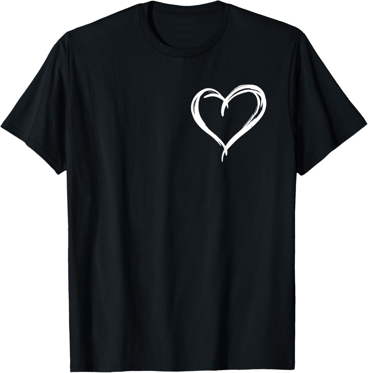 Valentines Day Heart Love Couple Romantic Art Graphic T-Shirt - T-Shirt | Black