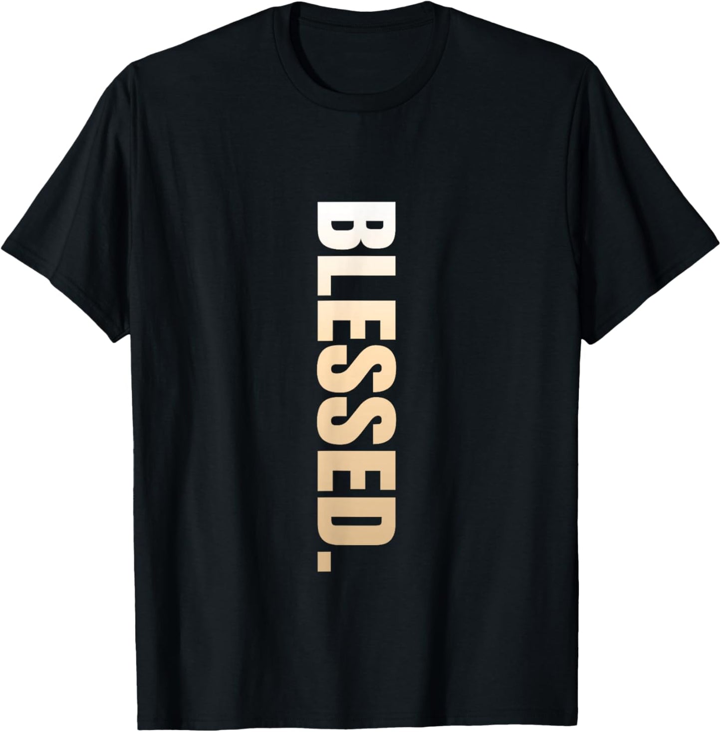 Tan Blessed Vertical Tan Color Graphic T-Shirt - T-Shirt | Black