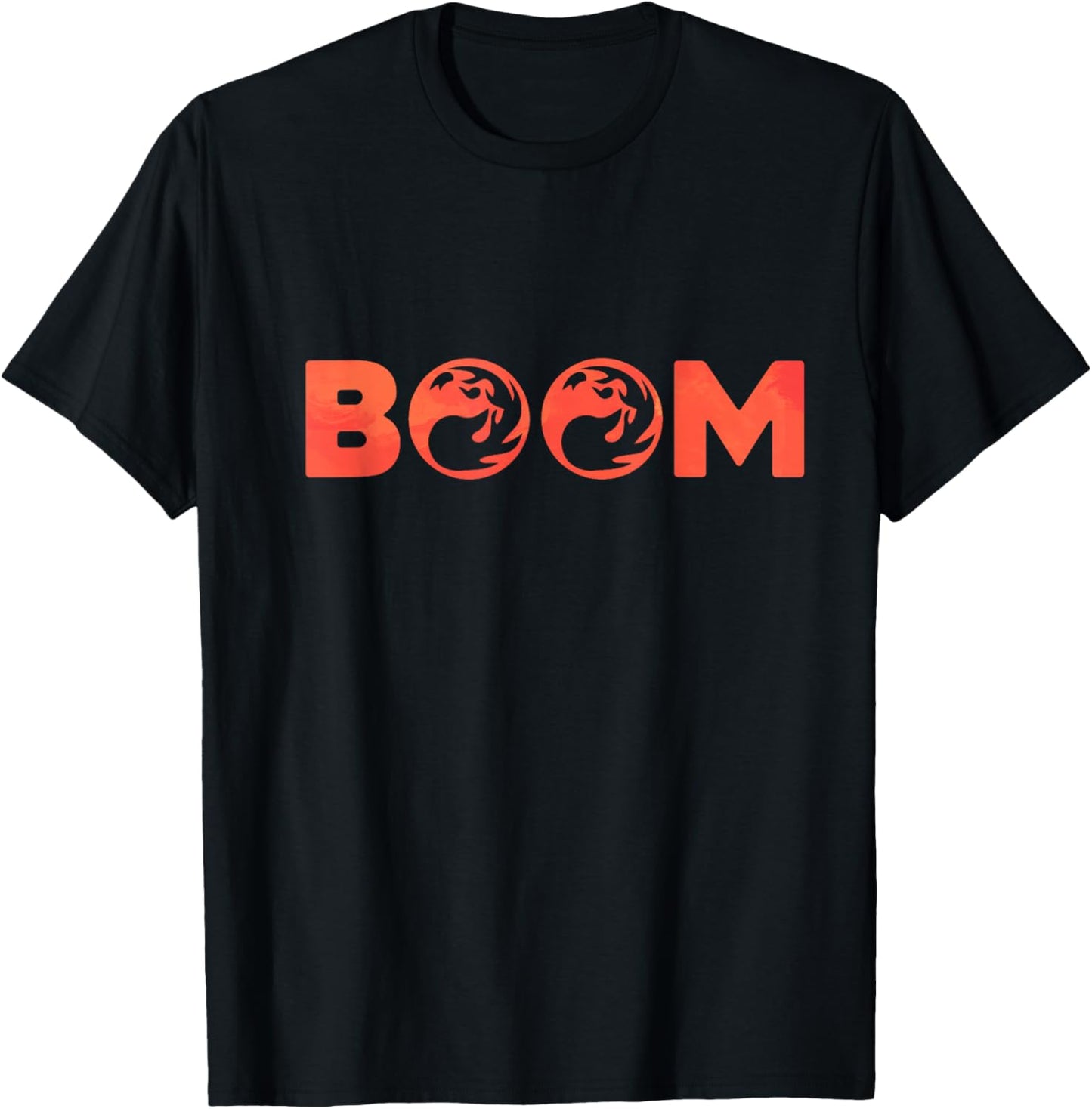 Boom Red Color Mountain Mana Magic T-Shirt - T-Shirt | Black