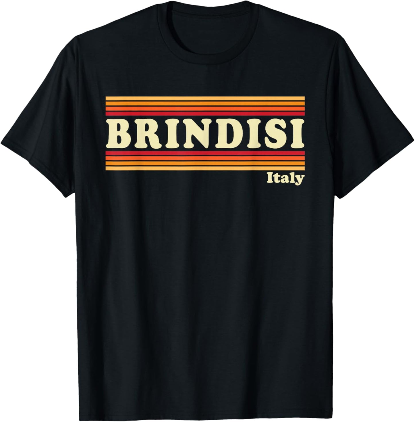 Vintage 80s Brindisi Italy Retro Graphic T-Shirt - T-Shirt | Black