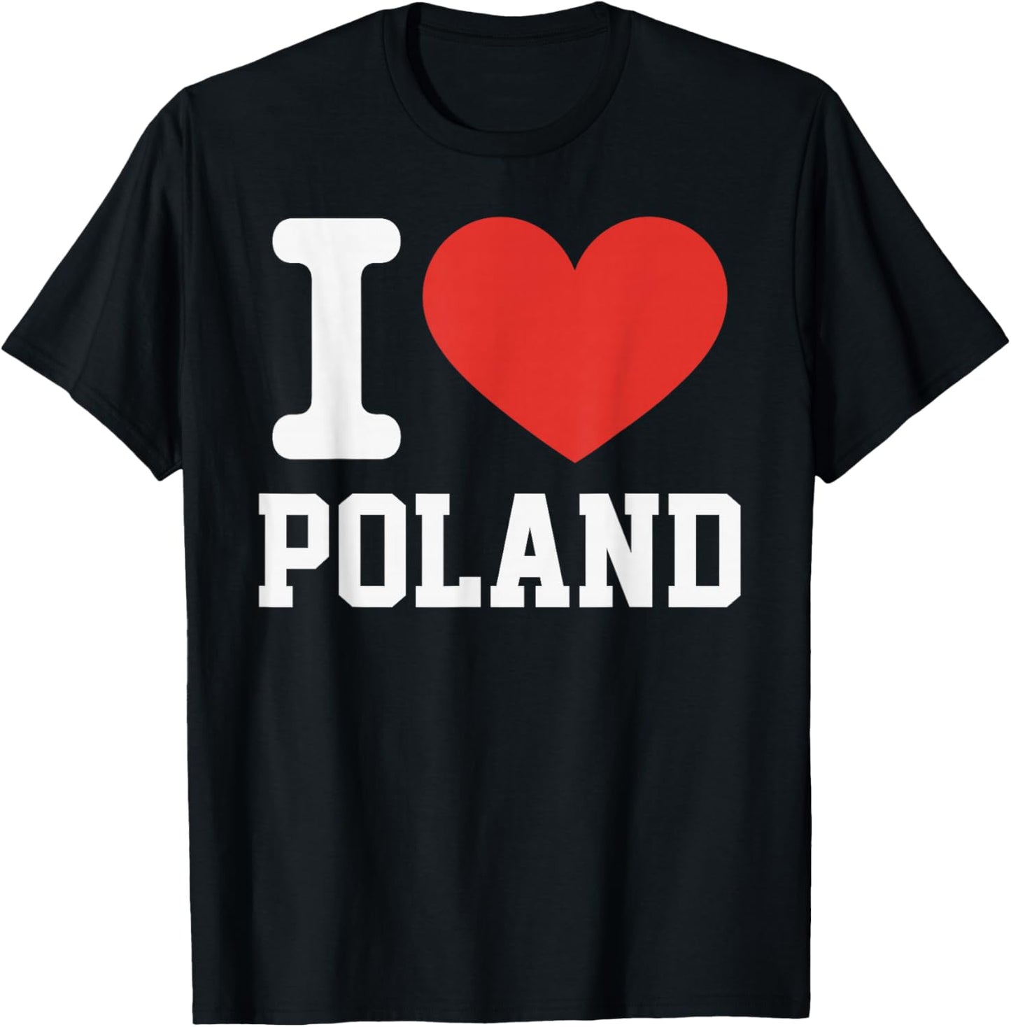 I Love Poland Heart Souvenir Lovers Pride Travel T-Shirt - T-Shirt | Black