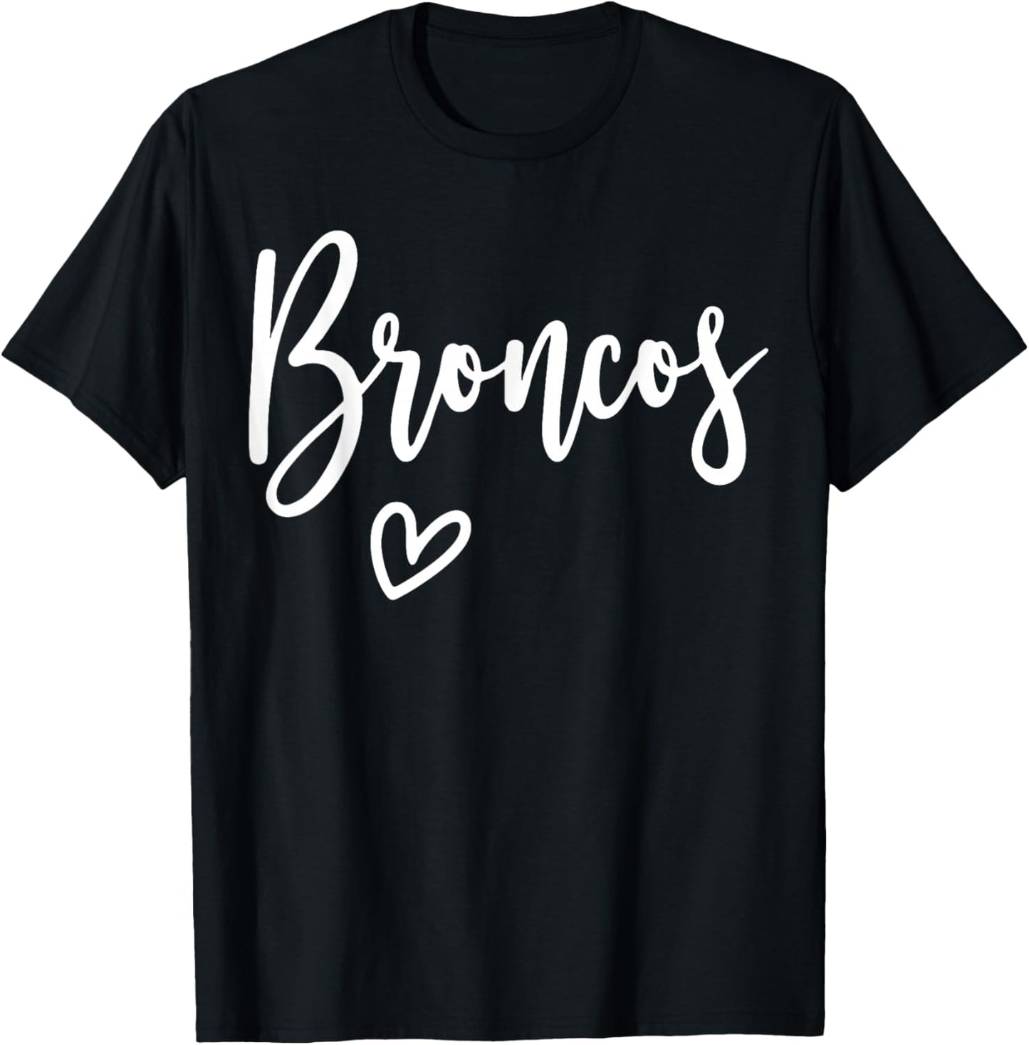 Vintage Broncos Last Name Heart Gift Women Kids T-Shirt - T-Shirt | Black
