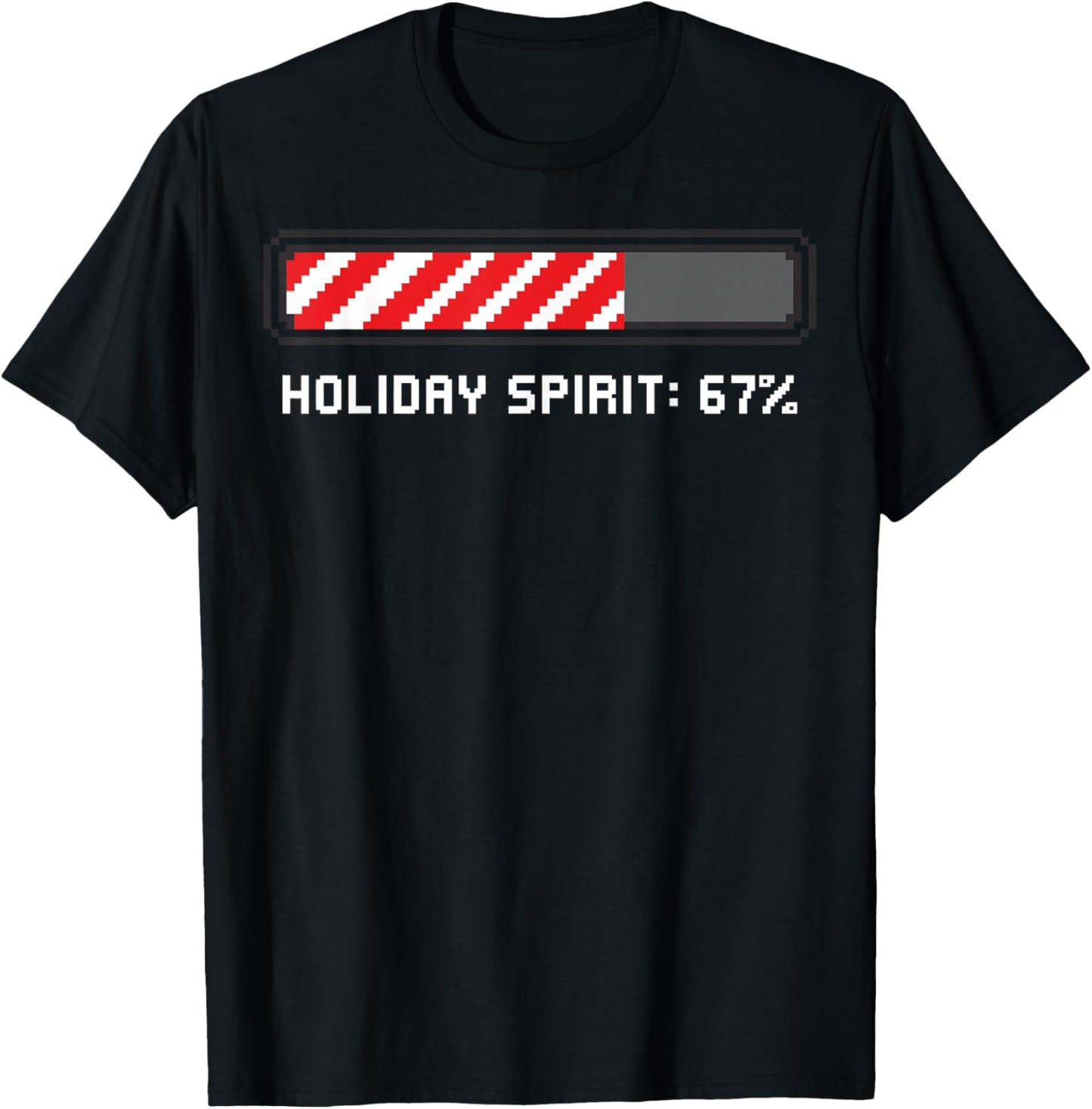 Funny Christmas Loading Bar 67 Candy Cane T-Shirt - T-Shirt | Black