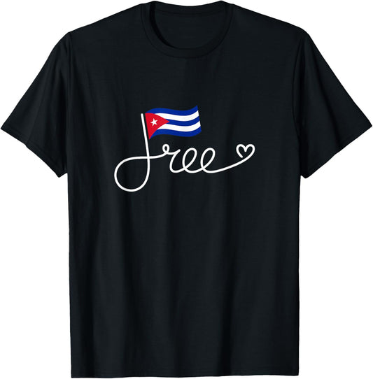 Free Cuba Flag - Cuban Freedom Word Art T-Shirt - T-Shirt | Black