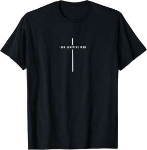 Iron Sharpens Iron Cross - Minimalist Christian Faith T-Shirt - T-Shirt | Black