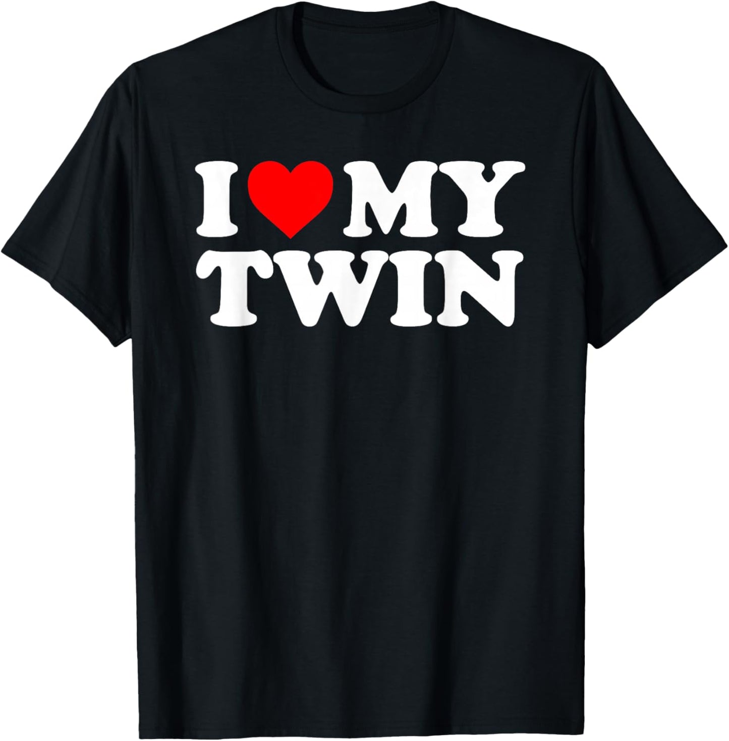 I Love My Twin - Red Heart T-Shirt - T-Shirt | Black