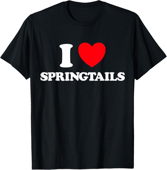 Heart Springtail Funny Cute Favorite Animal Hexapod Bug Fan T-Shirt - T-Shirt | Black