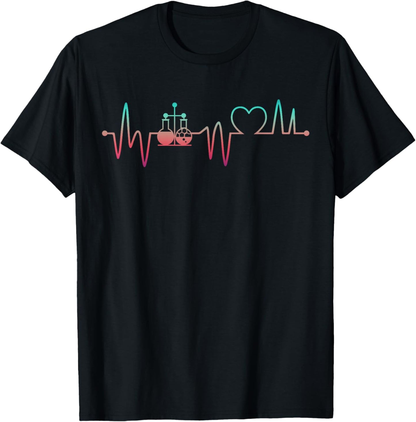 Chemistry Nerd Heartbeat Science Geek Lover Teacher Chemist T-Shirt - T-Shirt | Black