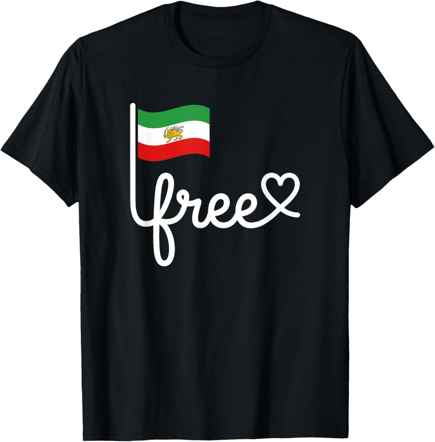 Free Iran T Iranian Flag Lion T-Shirt - T-Shirt | Black