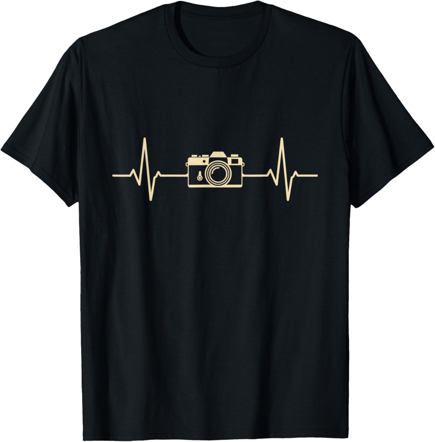 Photographer EKG Heartbeat Camera Photo Art T-Shirt - T-Shirt | Black