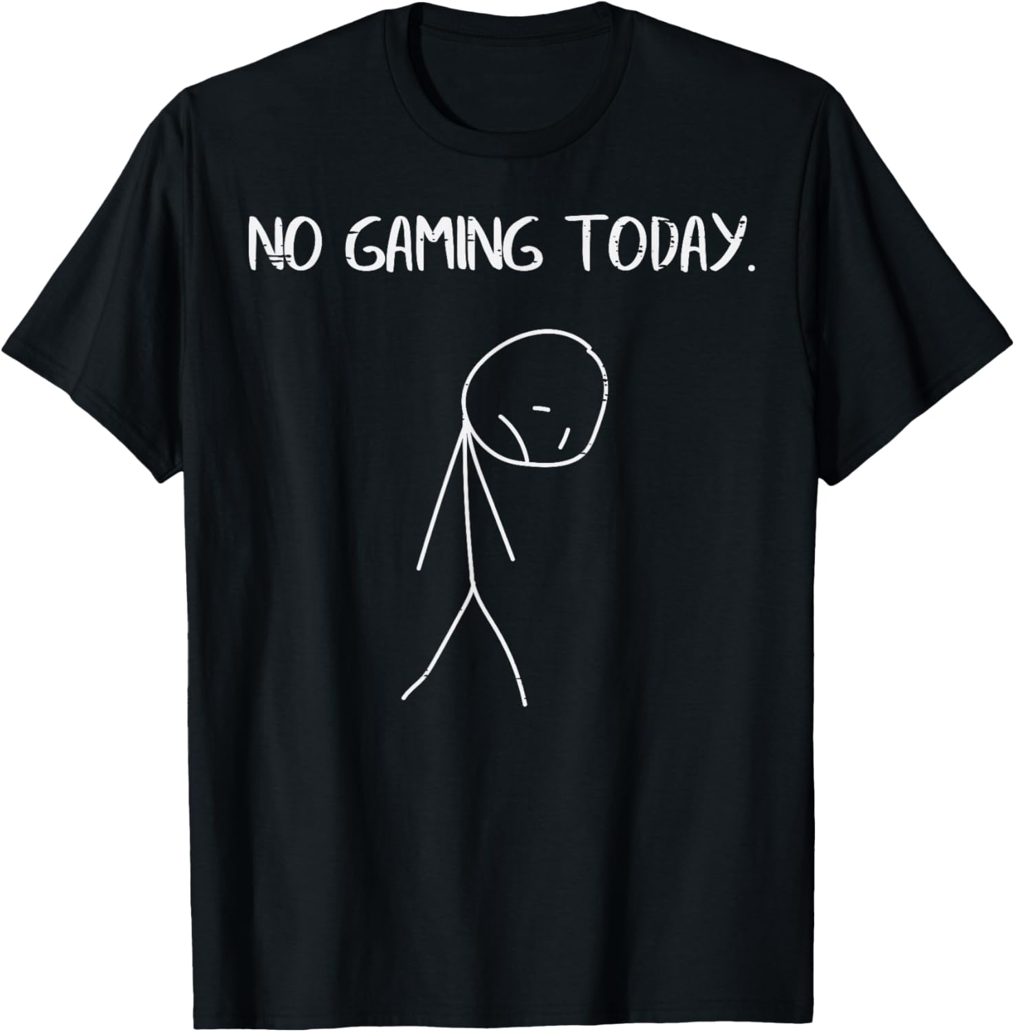 No Gaming Today Sad Stickman Funny Video Gamer Men Boys Kids T-Shirt - T-Shirt | Black