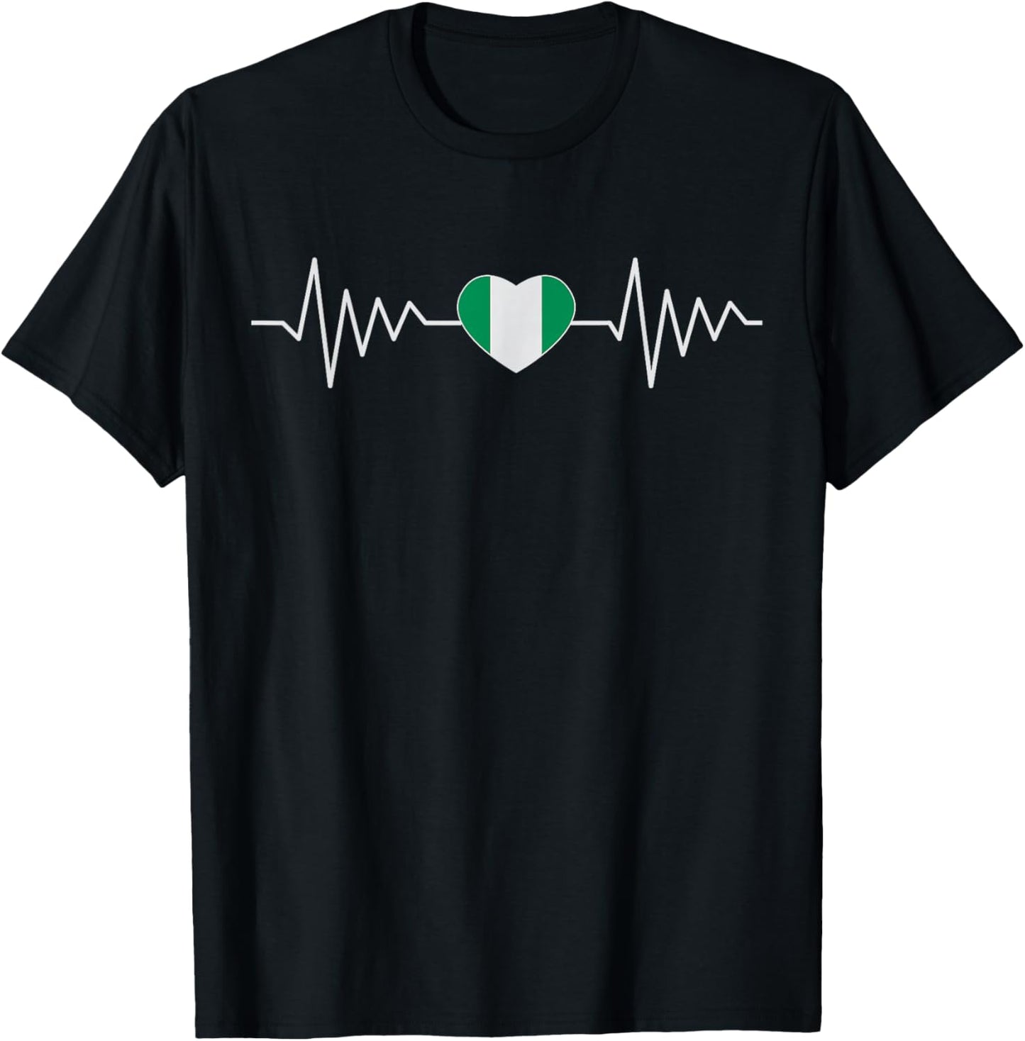 Nigeria Proud Heritage Heart National Nigerian Flag Roots T-Shirt - T-Shirt | Black