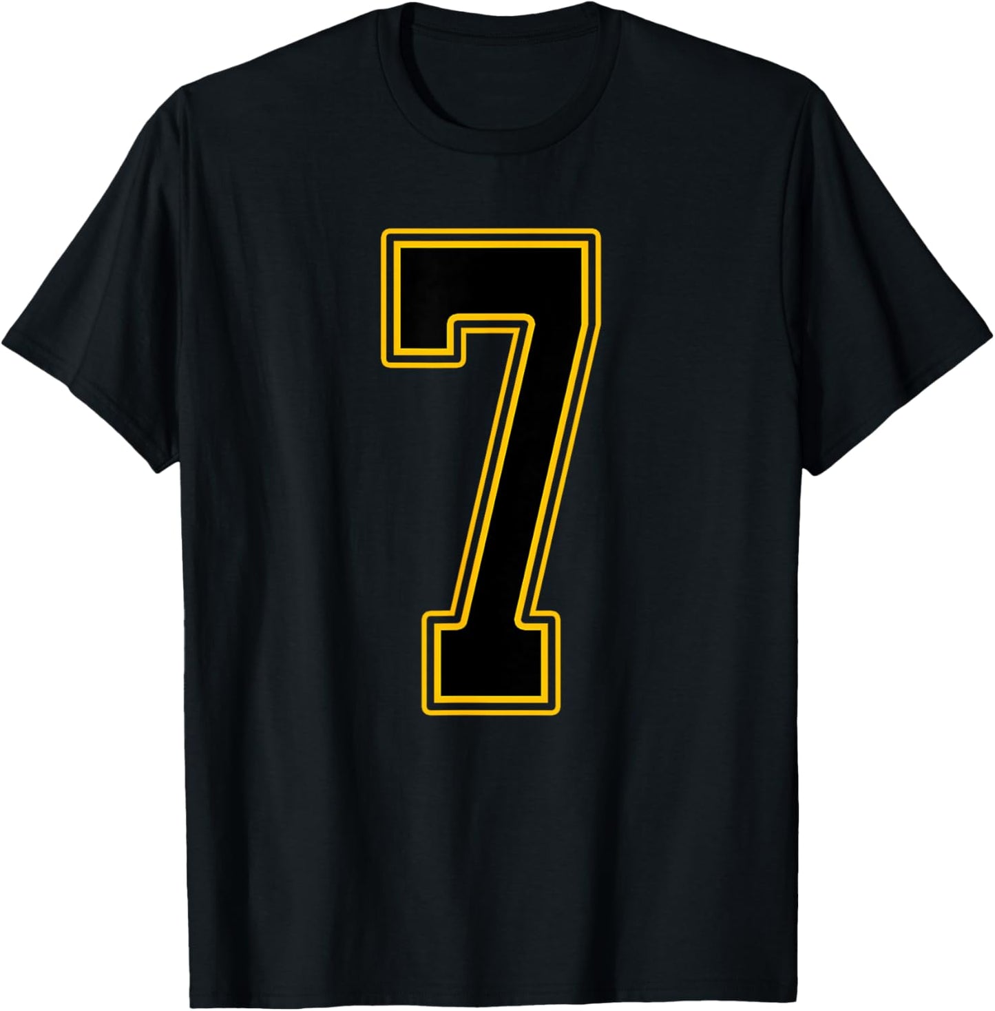 Black and Gold Number 7 Jersey Player Uniform #7 T-Shirt - T-Shirt | Black