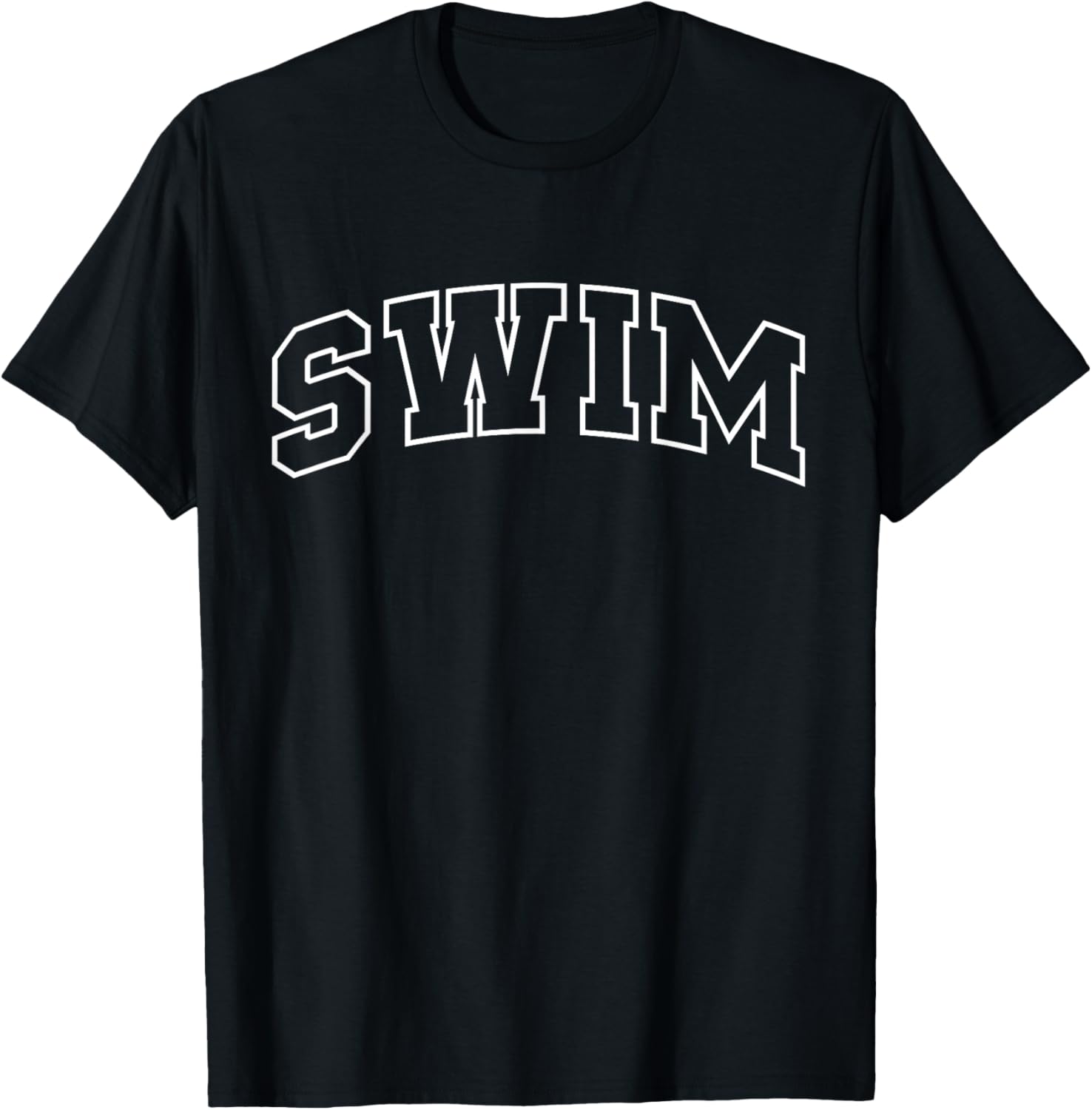 Swim Funny Athletic Lettering Swimmer Coach T-Shirt - T-Shirt | Black