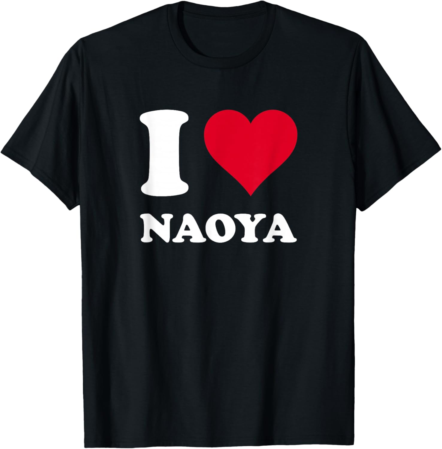 Red Heart I Love Naoya T-Shirt - T-Shirt | Black